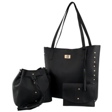 Imagem de Kit 3 Bolsas Feminina Sacola Saco Necessaire Espaçosa Casual
