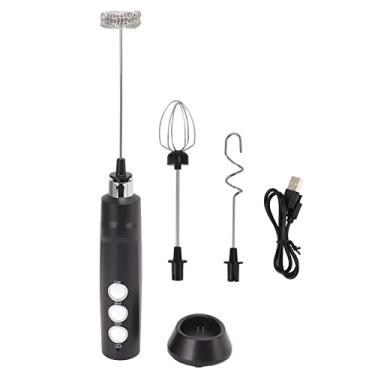 Imagem de Mini -espuma de agitador de copo elétrico Mini cauda de espuma para café com ovo de café com chocolate quente preto premium 304 Aço inoxidável Mistura da cabeça ABS Plástico