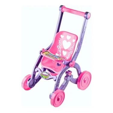 Imagem de Carrinho de Boneca Florzinha Brinquemix Infantil Rosa – Brinquedo de Passeio