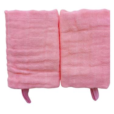 Imagem de Kit 2 Toalhas Pano de Boca Bebe Soft de Algodão  Menina Enxoval Com Prendedor de Chupeta