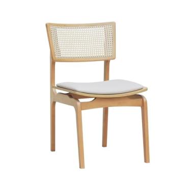 Imagem de Cadeira Apollo Madeira Maciça Encosto Telinha Assento Anatômico - Natural - Estofado Corano Bege