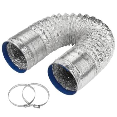 Imagem de Mangueira de ventilação para secadora de 10 cm com 2 braçadeiras, mangueira de duto de exaustão para kit de mangueira interna e externa (prata)
