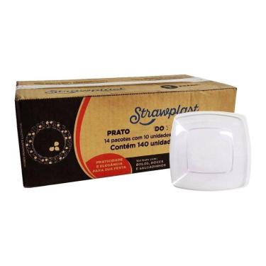 Imagem de Prato Quadrado Refei. Acrilico 21Cm Cristal Strawplast C/140