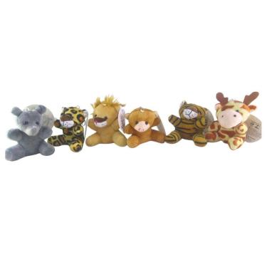 Imagem de Chaveiros Lembrancinha Bichos Pelúcia Safari Kit 6 Uni - 8cm
