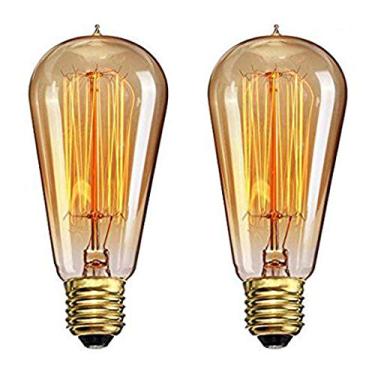 Imagem de CTKcom Lâmpadas vintage Edison - Pacote com 2, filamento vintage de gaiola de esquilo ST58 40W, base E26/E27, lâmpadas incandescentes antigas para luminárias domésticas, 110V-130V