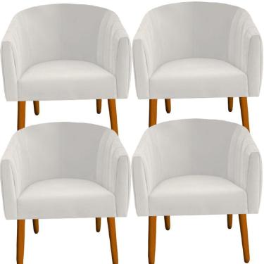 Imagem de Kit 04 Poltrona Julia Decoração Salão Cadeira Escritório Recepção Estar Amamentação Suede Bege D'classe Decor