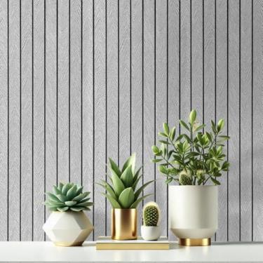 Imagem de 5 Metros - Papel Adesivo Envelopamento Móveis Imita Madeira (Ripado Cinza)