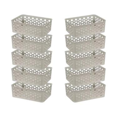 Imagem de Kit 10 Cestos Organizador Compacto Prático Design Pequeno Decorativo G