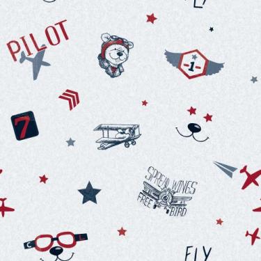 Imagem de Papel de Parede Infantil aviões azul e vermelho Fofura Baby FF4032. - 