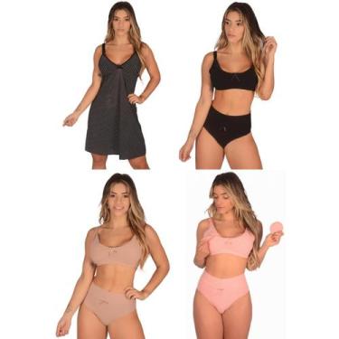 Imagem de Kit 1 Camisola +3 Conjuntos (Sutiã Amamentação + Calcinha Pós Parto) A