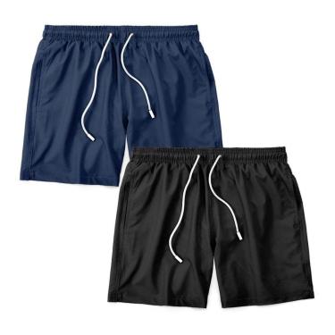 Imagem de Kit 2 Shorts Bermuda Masculino Tactel Liso Praia Academia-Masculino