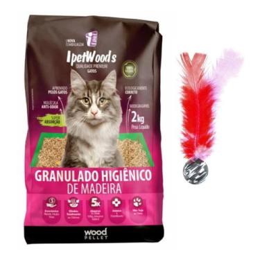 Imagem de Ipet Woods 2 Kg Granulado Madeira Gatos e Bolinha Pula Pena