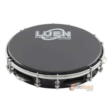 Imagem de Pandeiro 10'' for preto plat inox tarr dpla pele preta - LUEN