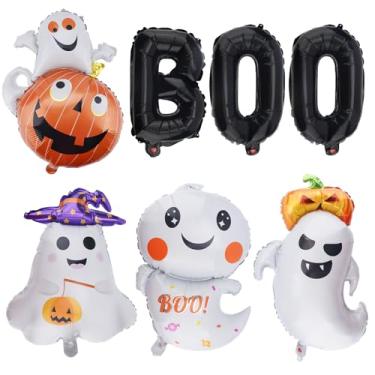 Imagem de 7un Conjunto Balões Halloween, Boo Fantasma Abóbora Balões Metalizados Temáticos Decorações Grandes e Fofas para Festas Assustadoras para Halloween Aniversário Baby Shower