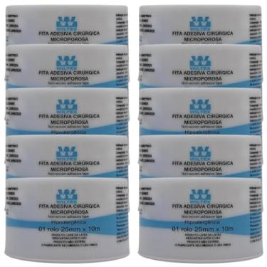 Imagem de FITA MICROPORE BRANCA 2,5CM X 10M - WILTEX | Kit com 10 Unidades