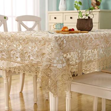 Imagem de ZHUIDUSI Toalha de mesa de renda de tecido floral bordada decoração macramê crochê vintage chique chique toalha de mesa para cozinha e toalhas de mesa verão ao ar livre férias