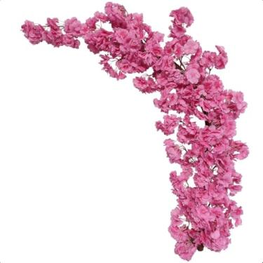 Imagem de Flores Artificiais Jardim Vertical Cerejeira Muro InglêS Pendente,Flores Artificiais Decorativas,Curvatura: 130cm, Largura: 25cm (Esquerda Rosa)