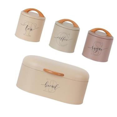 Imagem de Generic 4 peças de recipientes para chá e café com açúcar, recipiente para pão com alça resistente, garrafas multifuncionais, caixa de pão, recipientes de