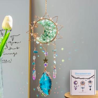 Imagem de Apanhador de sol de cristal, prisma apanhador de sol de cristal Dreamocean para enfeite de janela com turquesa verde para casa jardim decoração de Natal pingente de carro (verde)