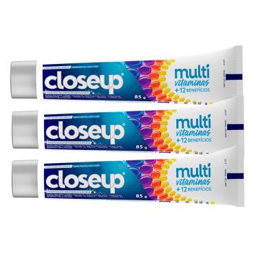 Imagem de Kit 3 Creme Dental Closeup Multi Vitaminas +12 Benefícios White 85g