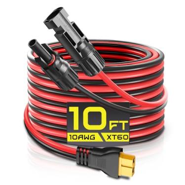 Imagem de Gibbab Conector solar para cabo de extensão de carga XT60, cabo adaptador XT60 de 10 AWG 3 m para painel solar para bateria LiFePO4 RV estação de energia portátil Ecoflow gerador solar