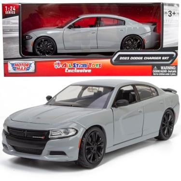 Imagem de All Star Toys Dodge Charger SXT 1/24 modelo fundido 2023 exclusivo Motormax 79387 (cinza destruidor)