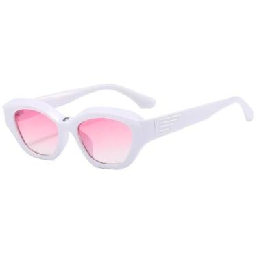 Imagem de Óculos de sol estilo olho de gato retrô, feminino e masculino, clássico, vintage, UV400, para festa ao ar livre (branco)