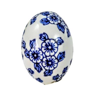 Imagem de Ovo De Páscoa Decorativo 8X5Cm Porcelana Azul E Branca C