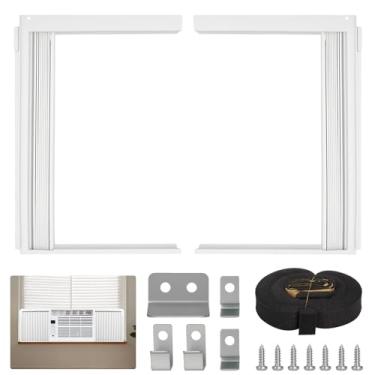 Imagem de Painéis laterais de ar condicionado de janela com moldura, painéis laterais de isolamento AC ajustável para unidades de janela, kit de cortina de enchimento sanfonado de ar condicionado de