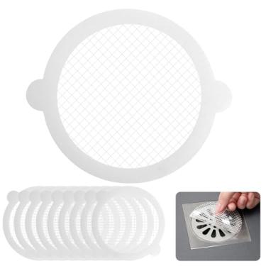 Imagem de 100 peças de coletor de cabelo de ralo de chuveiro, adesivo autoadesivo de ralo de chão, adesivos de malha de ralo de chuveiro de fibra de vidro para cozinha, banheiro, lavanderia, banheira (redondo)