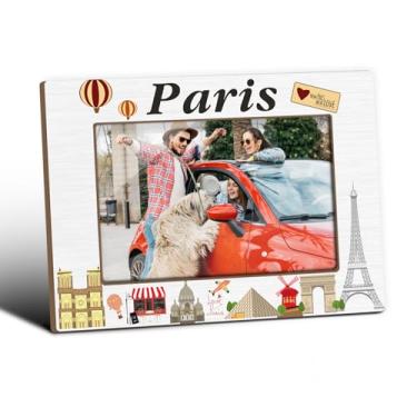 Imagem de Molduras de Paris, lembranças de Paris, moldura de mesa para casamento, aniversário, férias, presentes de lua de mel para amigos e casais, suprimentos decorativos de mesa de escritório em casa