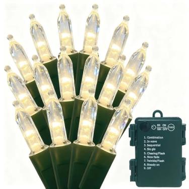 Imagem de ITICdecor Luzes de Natal de 50 LED, mini cordão de luzes operadas por bateria de 4,6 m, modos à prova d'água, luzes de fadas, decorações de Natal para decoração de festa de jardim interno e externo