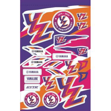 Imagem de D'cor Visuals Folha de adesivos retrô Yamaha – Kit de gráficos de vinil de 12 mil, compatível com Yamaha Dirt Bike & Motocross – Pacote de decalques e emblemas MX Racing, 48 x 30 cm