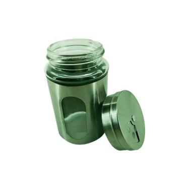 Imagem de Saleiro Prateado de Vidro Com Duas Opções de Sal - Aliança