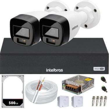 Imagem de Kit 2 Câmeras Intelbras 1120B Full Color Dvr 4ch HD 500GB Colorido dia