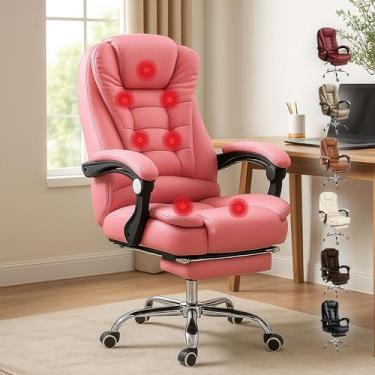 Imagem de Cadeira de Escritório Com 7 Pontos Massagem Presidente Apoio Pés (Rosa)