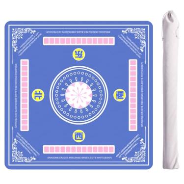 Imagem de ZIIYAN Mahjong Mat for Table, 31.5''x31.5'' Neoprene Non-Slip Noise Reduction Mah Jongg Mat with Rules, Gaming Mat for Mahjong, Poker, Board Games, Card Games, Dominoes, Tile Games (Blue)