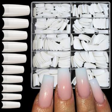 Imagem de Lifextol 480 peças de pontas longas de gel para unhas de caixão, unhas de acrílico branco, unhas falsas, 12 tamanhos GG, meia capa, kit de pontas de unhas de gel macio para extensão artificial de