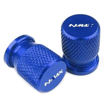 Imagem de 2 peças de alumínio CNC válvula de pneu tampa de porta de ar acessórios de motocicleta compatíveis com Y&AMAHA Nmax N-max 125 155 2017 2018 2019 2020-2023 (azul)