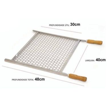 Imagem de Grelha Churrasqueira Churrasco 40Cm X 30Cm Aço Galvanizado