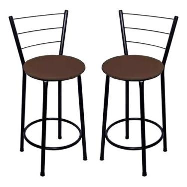 Imagem de 2 Banquetas Italia Média Assento 60cm - Fortmix, Preto, Marrom