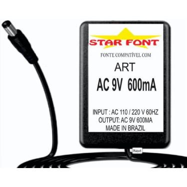 Imagem de Fonte AC 9V 0.6A para Processador, Pedal, Gerador e Interface ART - St