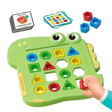 Imagem de Brinquedo Jogo Encaixe Tabuleiro Memória Dinossauro Educacional Infantil Menino Menina Verde