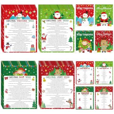 Imagem de Whaline 80Pcs Christmas Trivia Games Question and Answer Cards 4 Designs Xmas Red Green Vacation Game Guessing Activity Party Game Paper Cards for Party Supplies