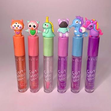 Imagem de Kit 6 Gloss Labial Infantil, Cores Sortidas com Brilho, Decorado com Personagens Divertidos