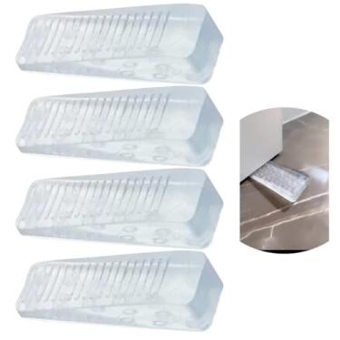Imagem de Kit 4 Peças de Cunha de Porta Transparente, Material Plástico, 96 x 40 x 14 mm, Retentor Universal para Ambientes