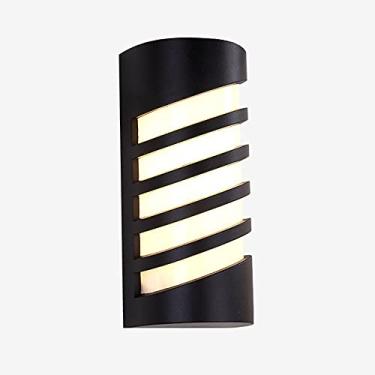 Imagem de Lanterna de parede externa cilíndrica simples e moderna, acabamento preto fosco, corpo da lâmpada, luz de parede 3000K, design de luz quente, lâmpada de parede usada em foyer, quintal, jardi