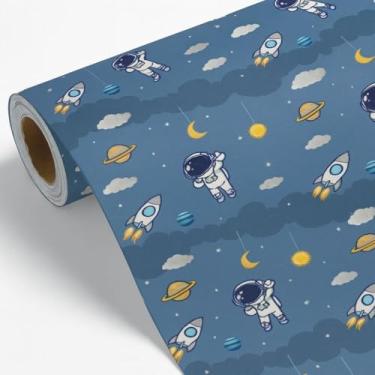 Imagem de Papel de Parede Astronauta 5m x 45cm – Autoadesivo para Quarto Infantil
