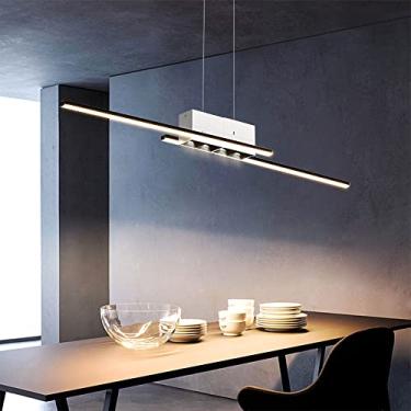 Imagem de Luminária pendente linear minimalista, lustre LED, holofote de teto, luminária suspensa para mesa de jantar, luminária de ilha de cozinha, lustre de tira longa para café da manhã, bar, escri