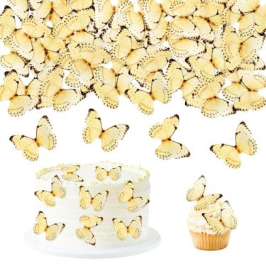 Imagem de Cyodoos 40pcs Edible Butterfly Cake Topper Butterfly Cupcake Toppers Colorful Wafer Paper Butterfly Cake Decorations for Wedding Birthday Baby Shower Party Supplies Food Decoration Yellow…